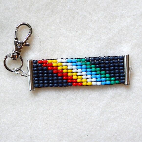Disability Pride flag bead keychain / bag charm, handmade, 30% to charity - Picture 4 of 4
